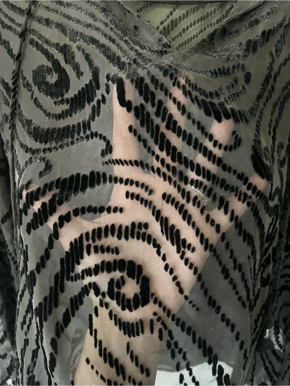 PAIGE Selma Velvet Swirl Pattern With Tassels LS Blouse in Black Women's Size M - Picture 7 of 14